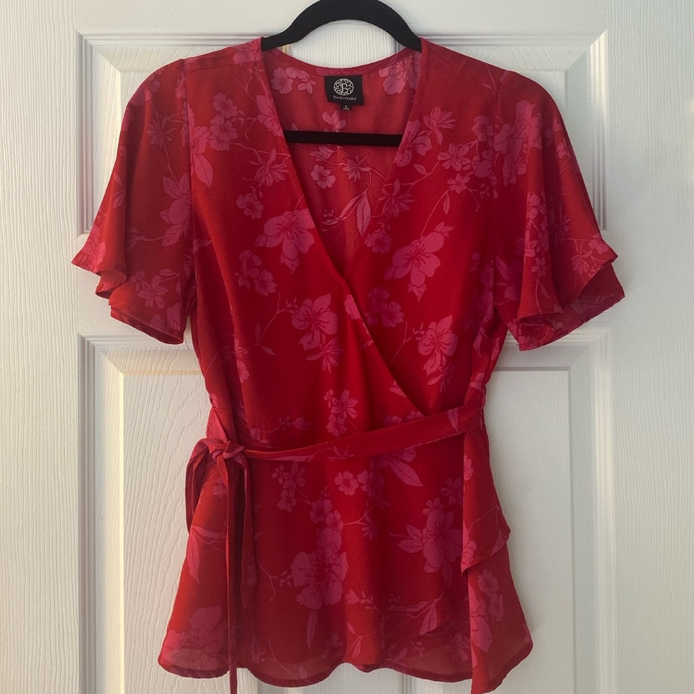 Silky faux wrap top